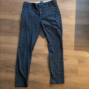 Zara man checked dress pants dark green